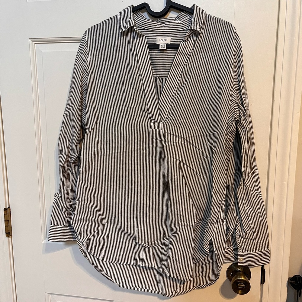 Jcrew Striped V-Neck Blouse